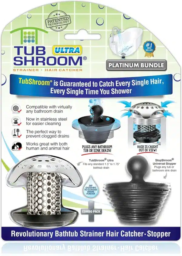 TubShroom Ultra Revolutionary Bath Tub Drain Protector – a unique, eco-friendly solution for preventing clogged drains, ideal for bathroom drainage maintenance and easy drain cleaning.